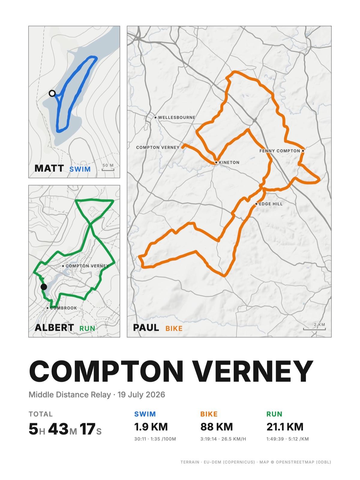 Triathlon poster, gallery mono colourway, no photo
