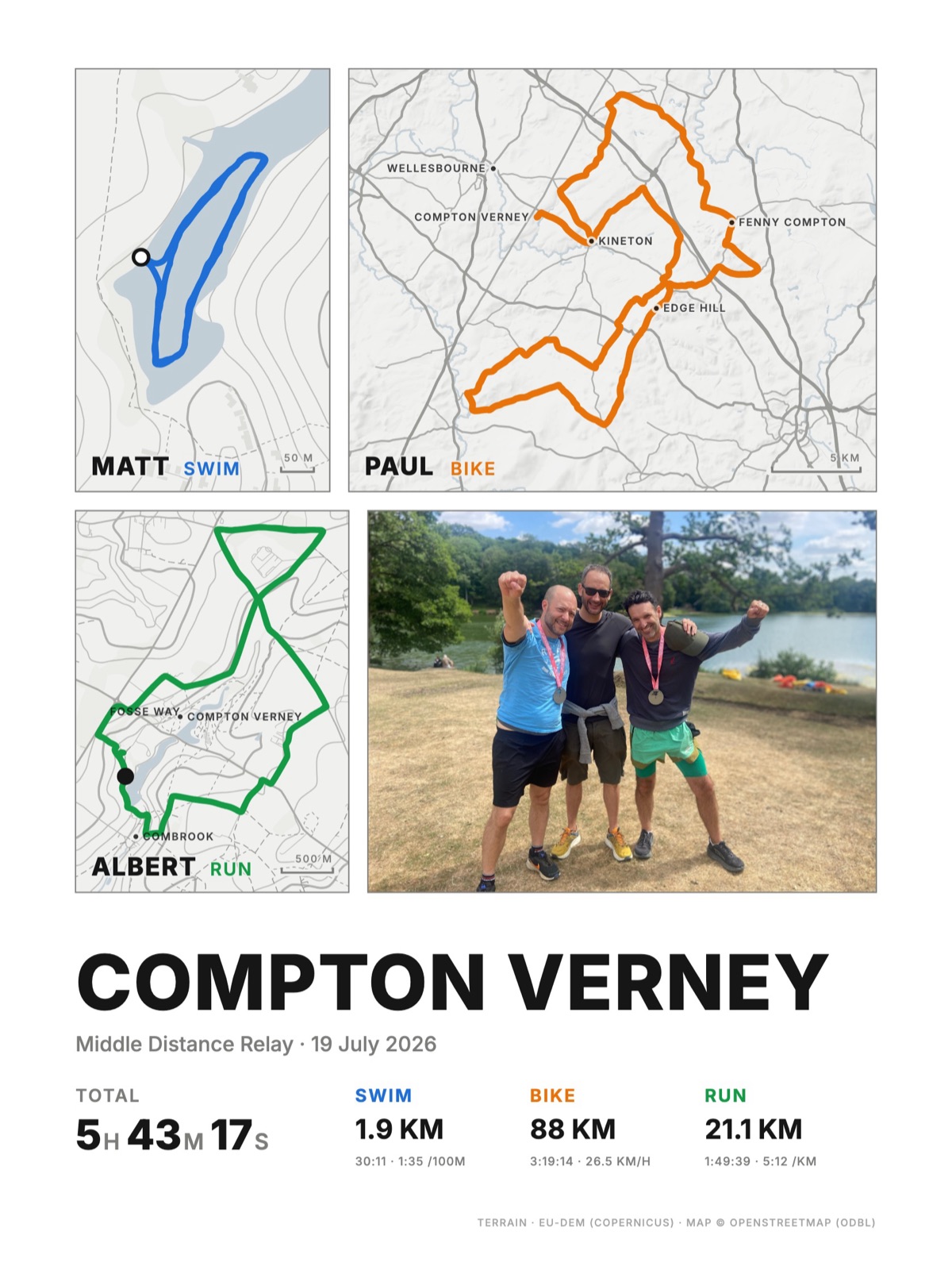 Triathlon poster in the gallery mono colourway with landscape photo