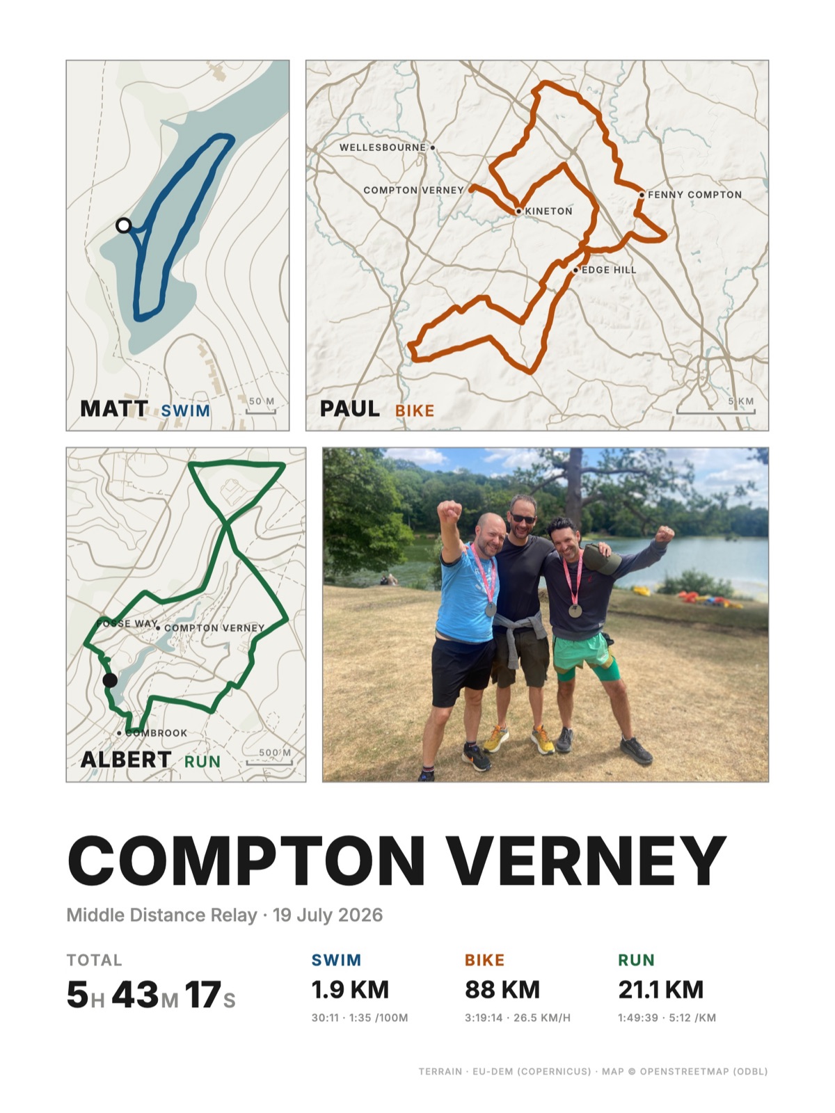 Triathlon poster in the white colourway with landscape photo